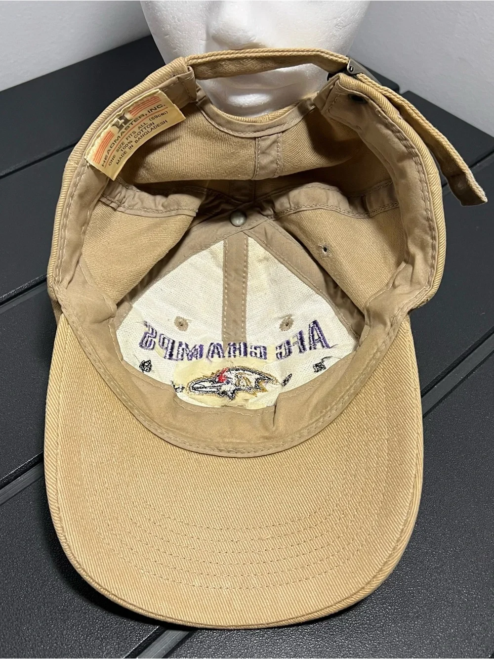 Vintage NFL Baltimore Ravens Super Bowl XXXV 35 AFC Champions Tan Hat Adult OSFA